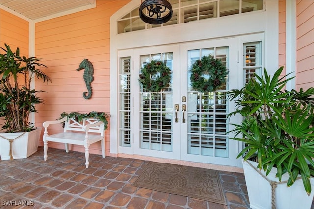 doorway to property with french doors