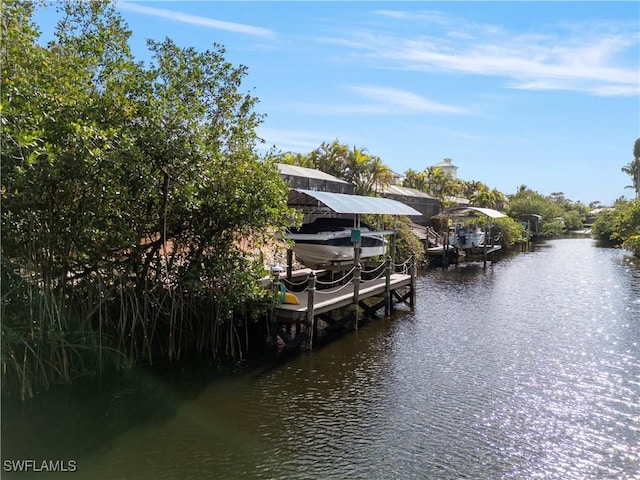 dock area featuring a water view