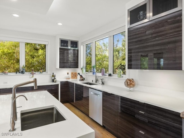 kitchen with dishwasher, plenty of natural light, and sink