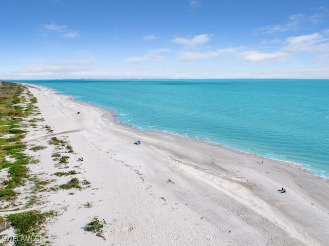 property view of water featuring a view of the beach