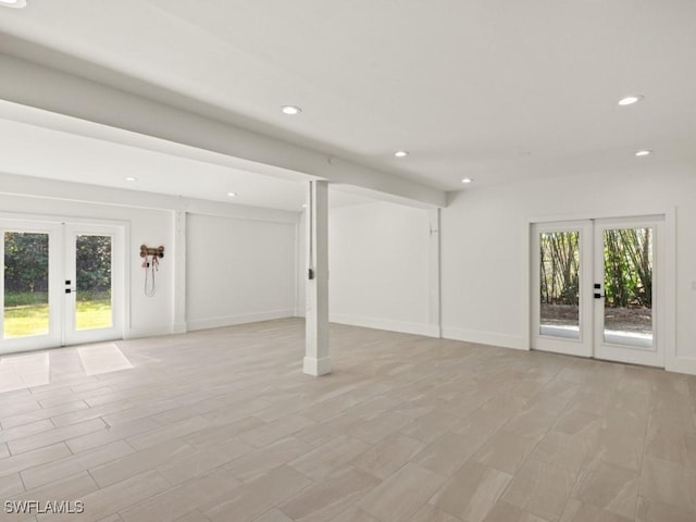 basement featuring french doors