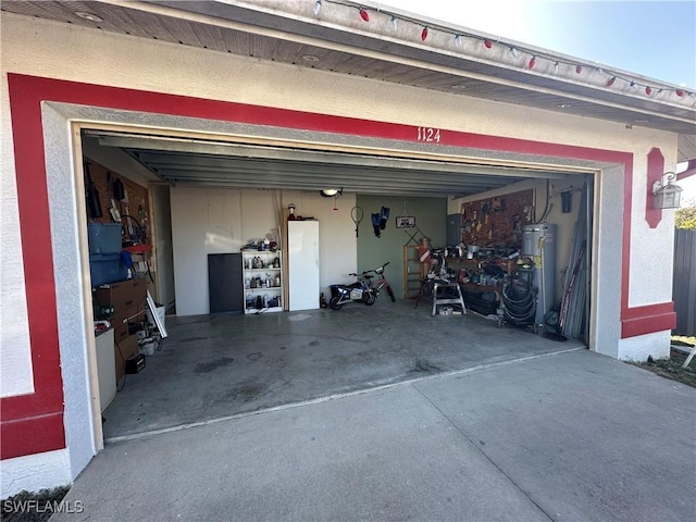 garage with water heater