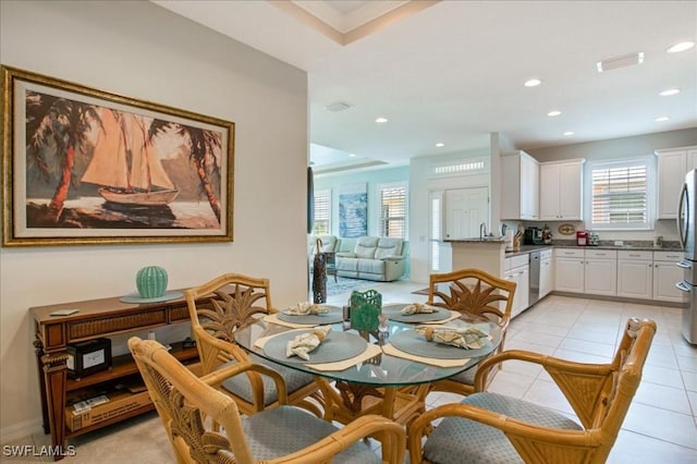 view of tiled dining space