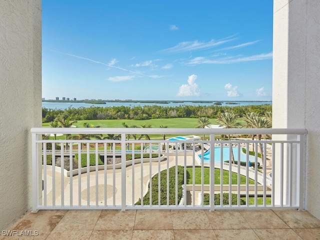 balcony with a water view