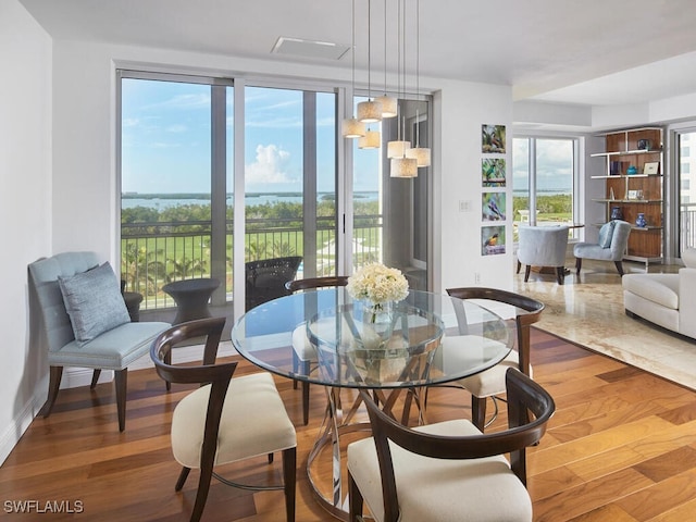 dining room with hardwood / wood-style floors