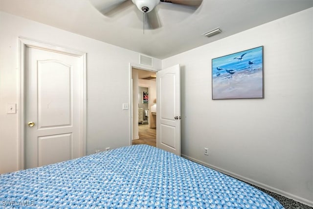 bedroom featuring ceiling fan