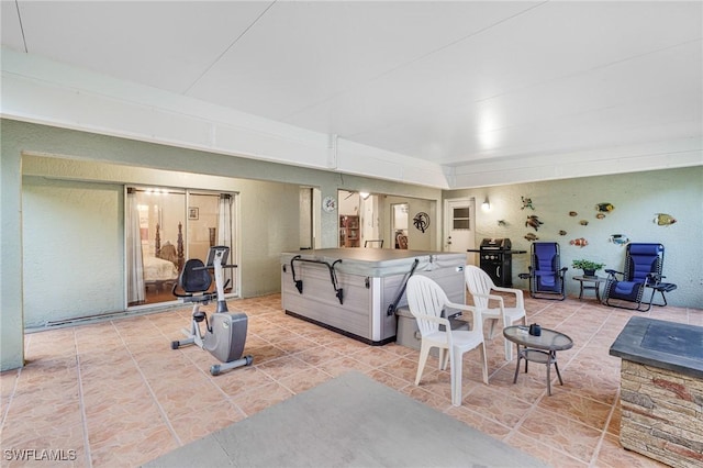 view of tiled living room