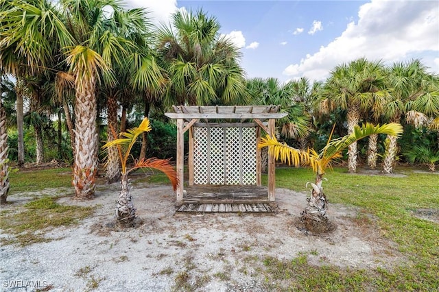 view of yard featuring a pergola