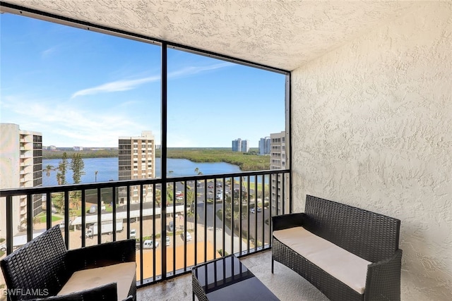 balcony with a water view