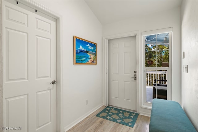 doorway with light hardwood / wood-style flooring