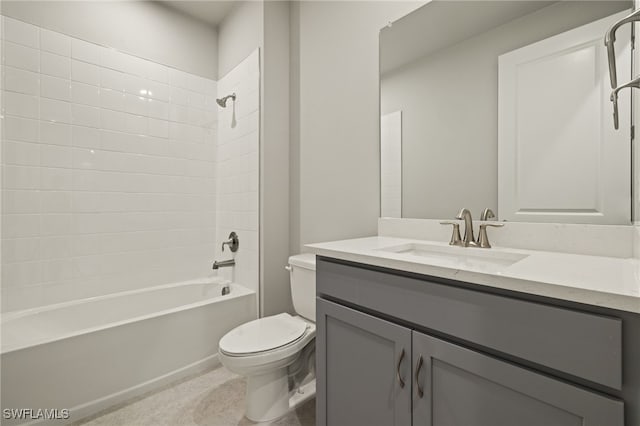 full bathroom featuring vanity, shower / bathtub combination, and toilet