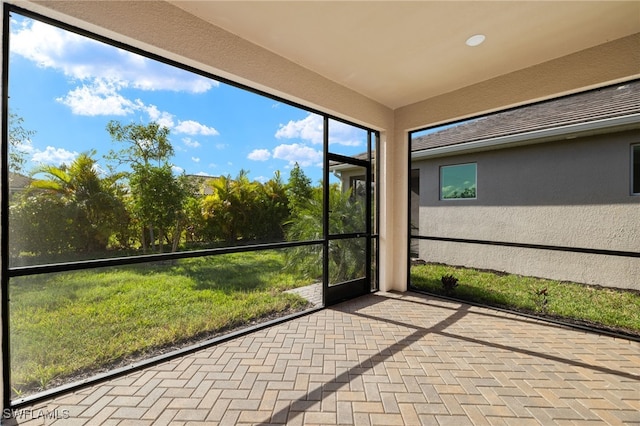 view of unfurnished sunroom