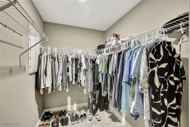 walk in closet featuring carpet