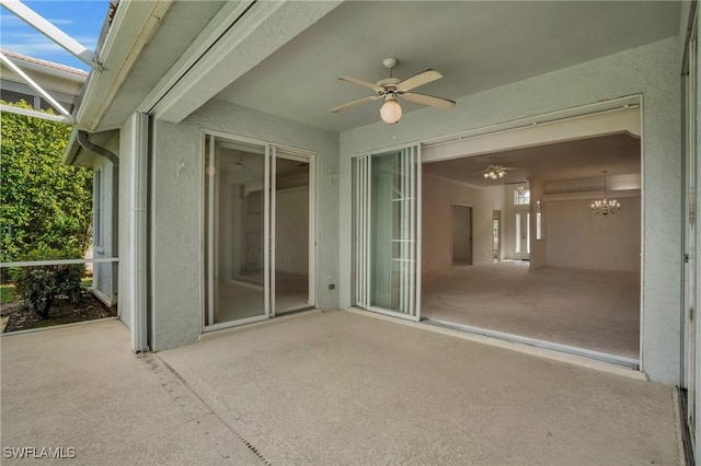 view of patio / terrace featuring ceiling fan