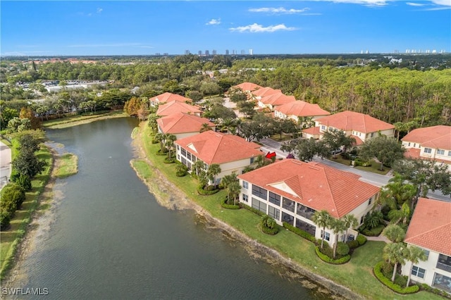 bird's eye view featuring a water view