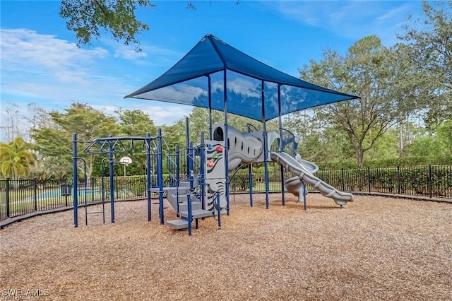 community play area featuring fence