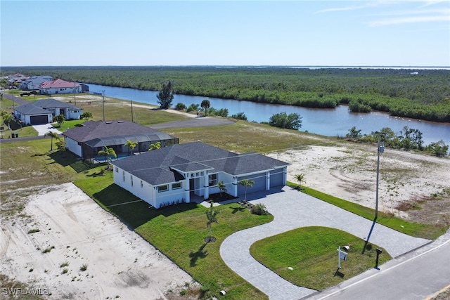 bird's eye view featuring a water view