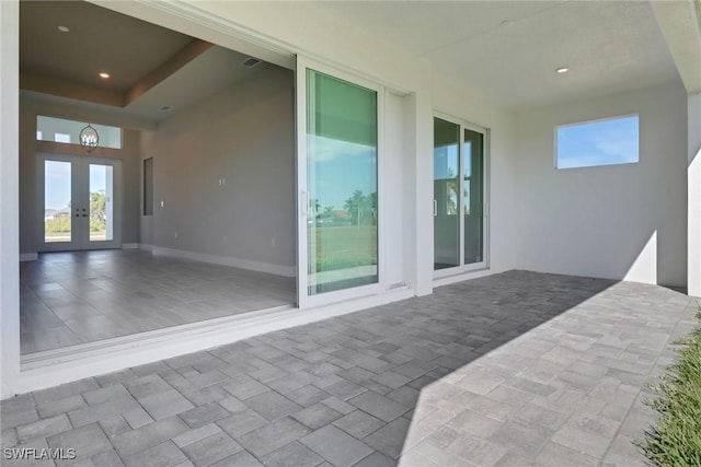 view of patio featuring french doors