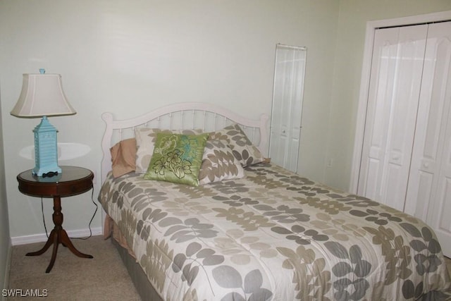 bedroom featuring a closet and carpet floors