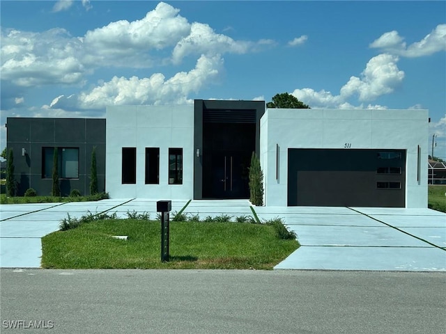 contemporary home featuring a garage