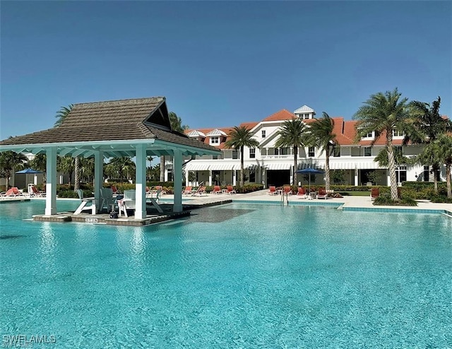 view of pool featuring a patio