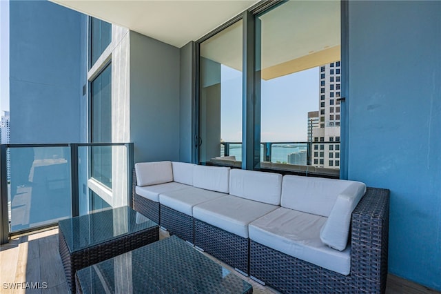 balcony featuring an outdoor living space