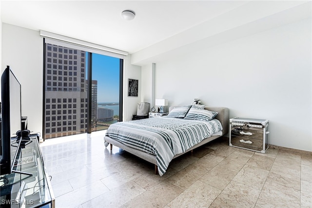 bedroom featuring expansive windows