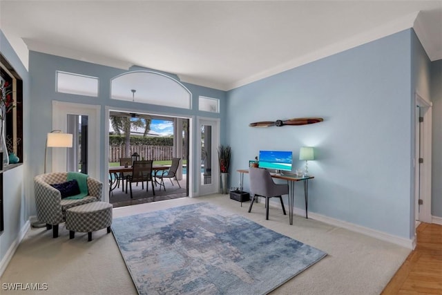 sitting room featuring carpet floors