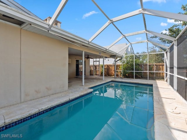 view of pool featuring a patio and a lanai