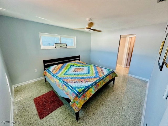 bedroom featuring ceiling fan