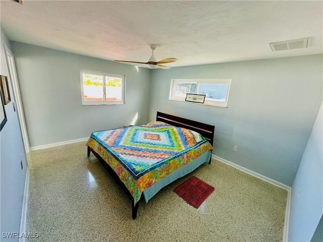 bedroom featuring ceiling fan