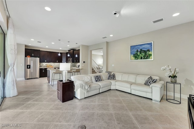 view of tiled living room