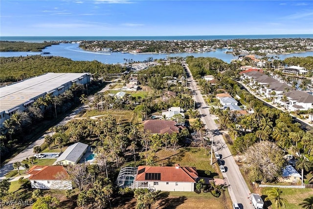 bird's eye view featuring a water view