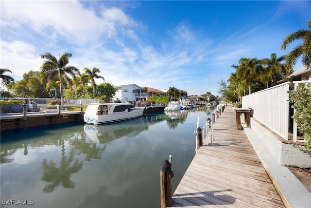 view of dock featuring a water view