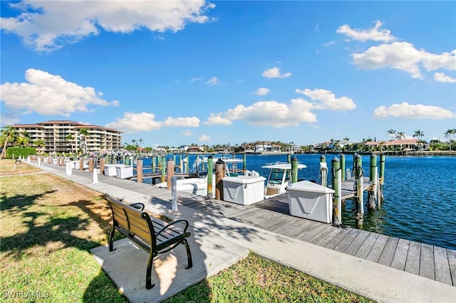 view of dock featuring a water view