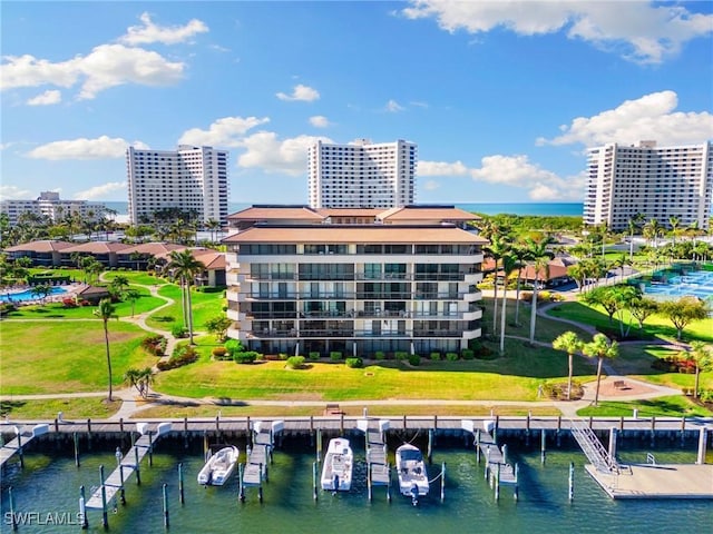 exterior space featuring a water view