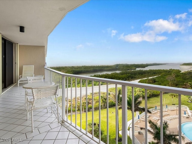 balcony with a water view