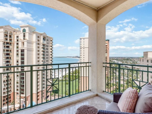 balcony with a water view