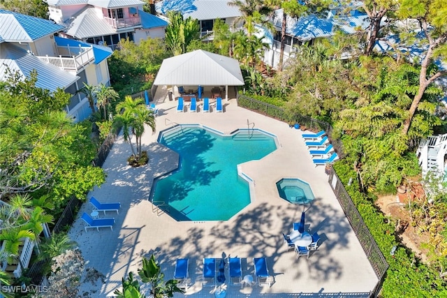 view of swimming pool featuring a patio