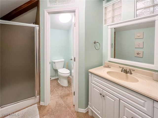 564 Coral Cir, Captiva, FL 33924 - bathroom featuring vanity, a shower stall, and tile patterned floors