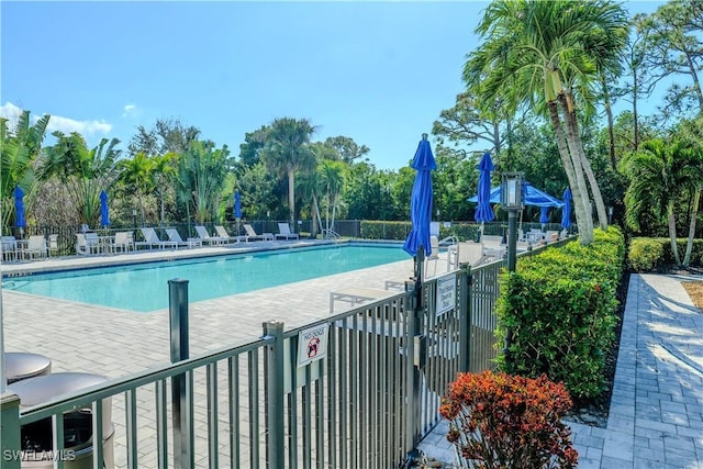 view of swimming pool with a patio area