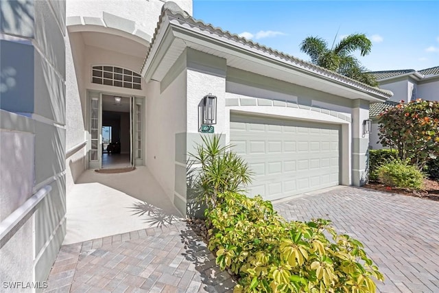 exterior space featuring a garage