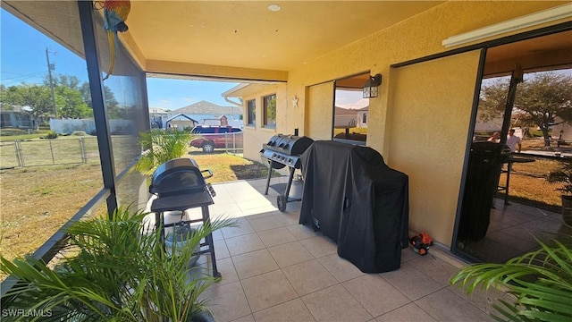 view of patio featuring a grill