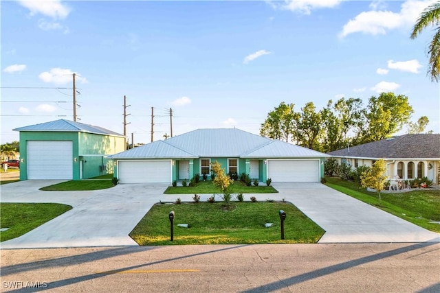 ranch-style home with a front lawn