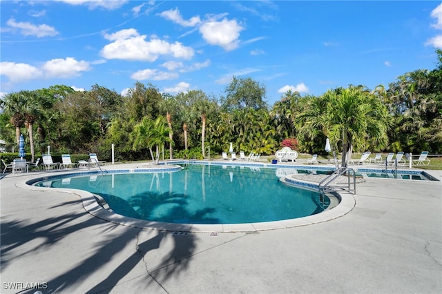 view of swimming pool featuring a patio