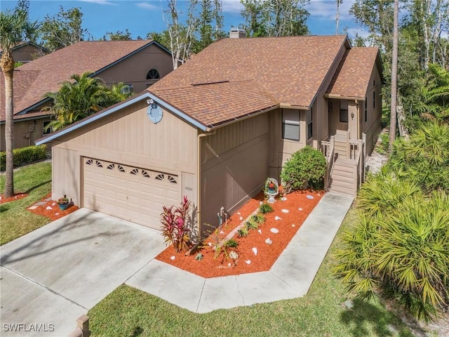 single story home with a garage