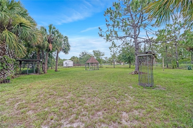 view of yard with a gazebo