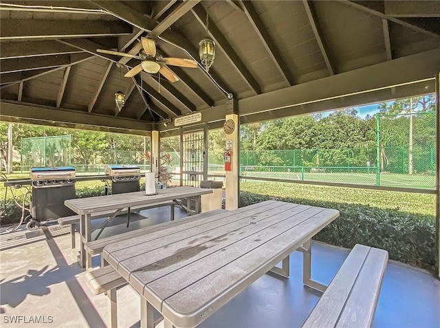13276 White Marsh Ln Unit 3524, Fort Myers, FL 33912 - view of patio / terrace with outdoor dining space, a gazebo, ceiling fan, and area for grilling