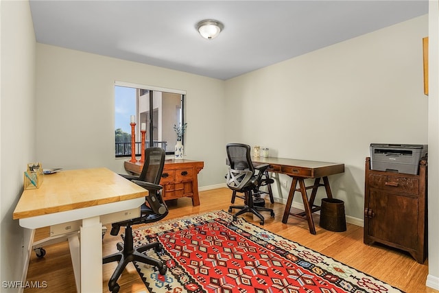 office featuring light wood-type flooring