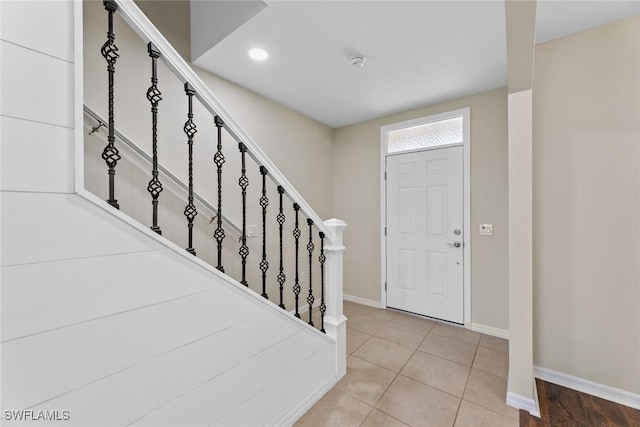 view of tiled foyer entrance